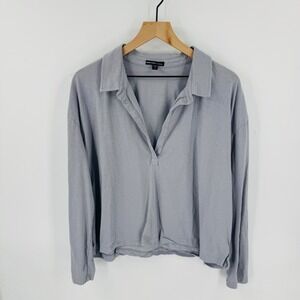 James Perse Los Angeles Gray Polo V-Neck Size XL Oversized Minimalist Neutral